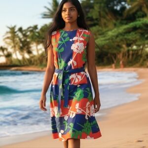 Vintage 60's Tanner of North Carolina Color Block/Floral Dress Size 10.